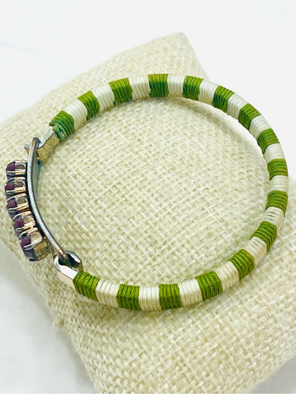 J. Crew Green, White and Purple Stone Accent Wrapped Bracelet - Picture 2 of 5